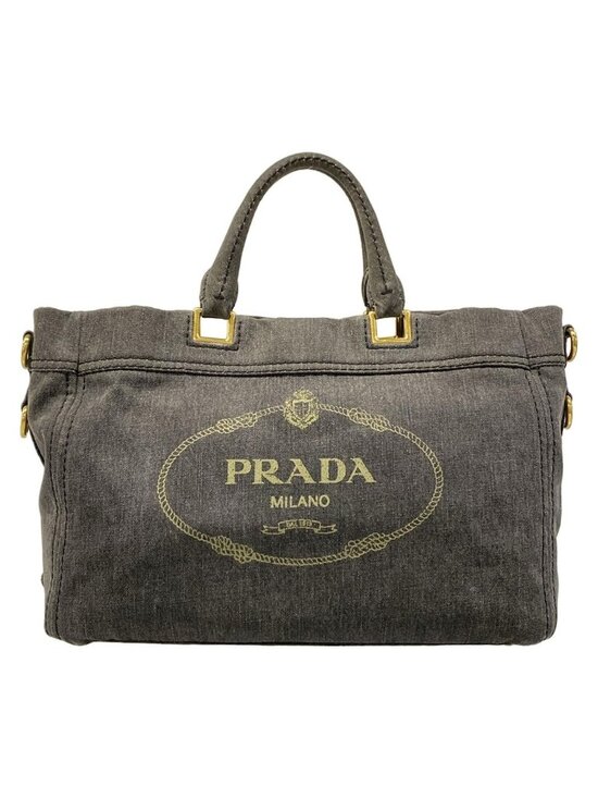 Prada Canapa Logo Satchel (SHG-G2nj09) Prada Tote Canapa Gray Khaki Leather Tag